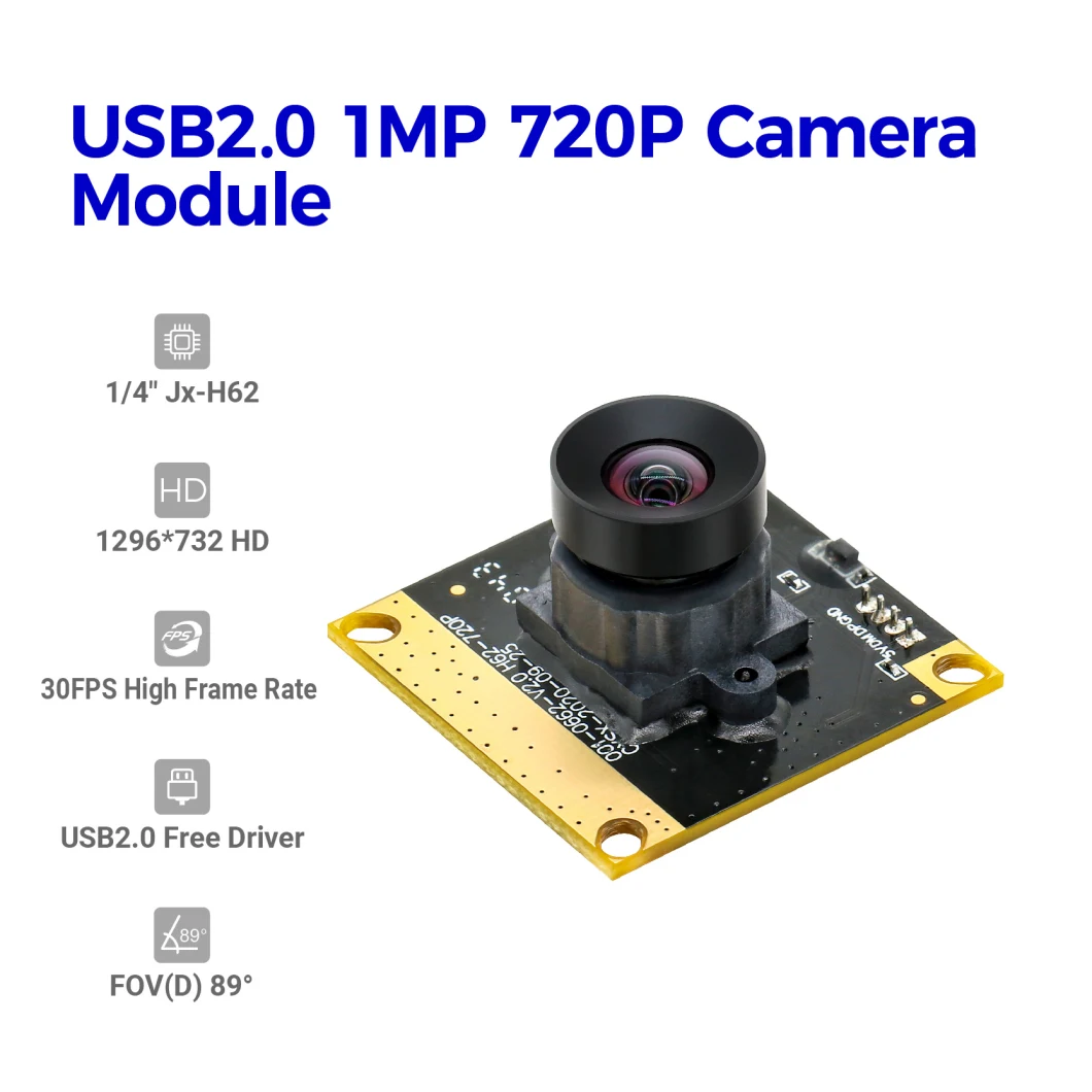 OEM Customized 1megapixed HD Driver-Free Mini H62 High Frame Rate 720p Lowlight USB2.0 Camera Module for Robot Vision
