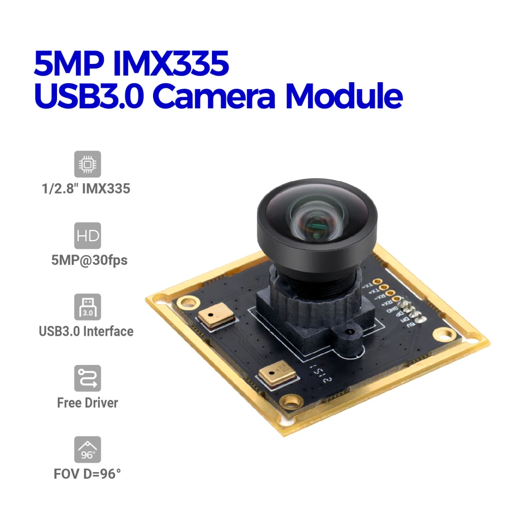 USB3.0 Free Drive Camera Module with 96degree No Distortion Lens for Face Recognition